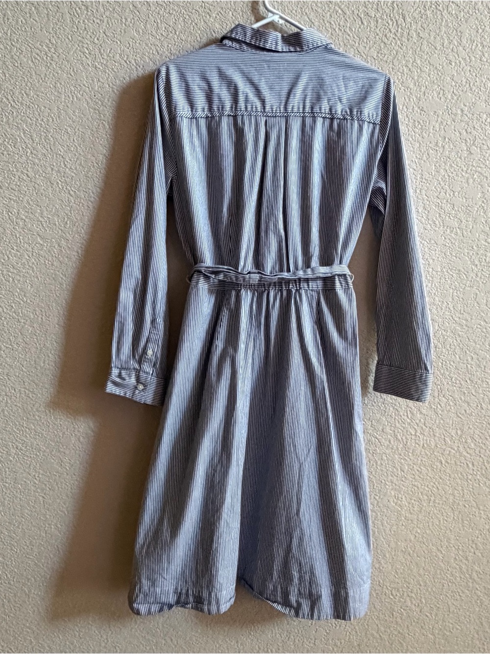 J.Crew Striped Shirt Dress-Women’s 12-Tie Waist-Button Front Long Sleeve Office - Picture 8 of 9